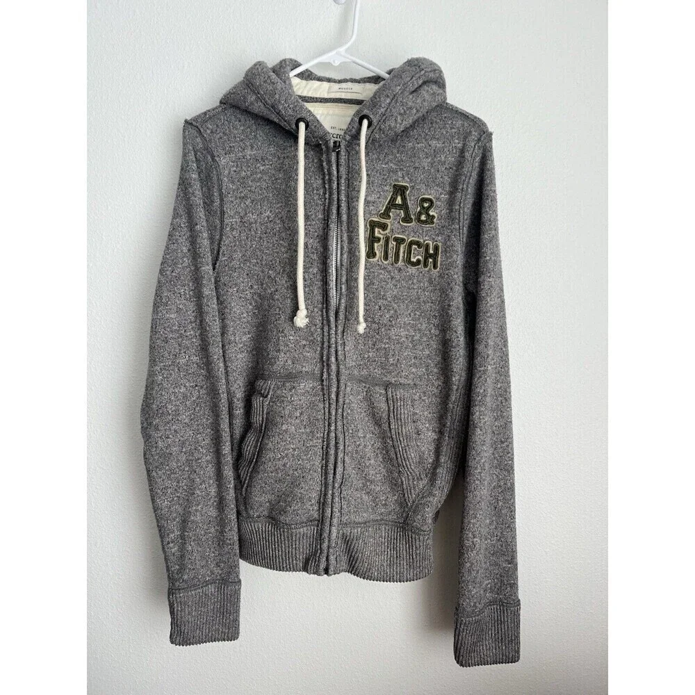 Vintage Y2K Abercrombie & Fitch Full Zip Muscle Hoodie Sweatshirt Men’s Medium M